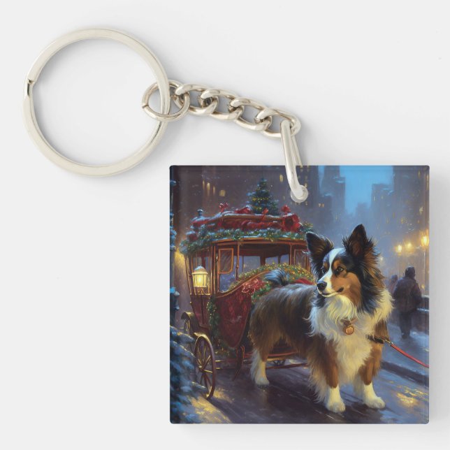 Papillon Christmas Festive Season Key Ring (Front)