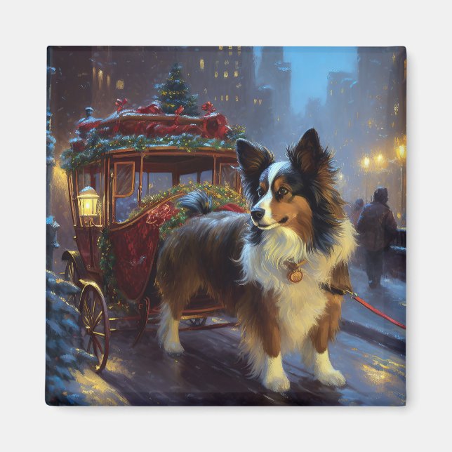 Papillon Christmas Festive Season Magnet (Front)