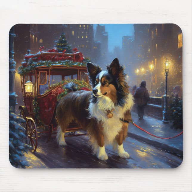 Papillon Christmas Festive Season Mouse Pad (Front)