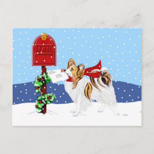 Papillon Christmas Mail Sable Holiday Postcard