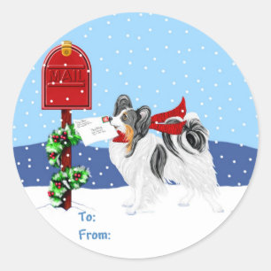 Papillon Christmas Mail Tri Colour Gift Tags