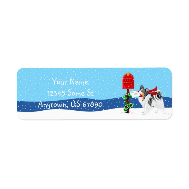 Papillon Christmas Mail Tri Colour Labels (Front)