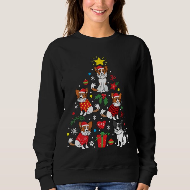 Papillon Christmas Ornament Tree Sweatshirt (Front)