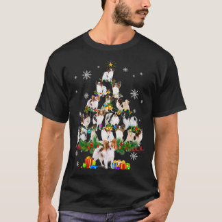 Papillon Christmas Tree Lights Funny Dog Xmas Gift T-Shirt