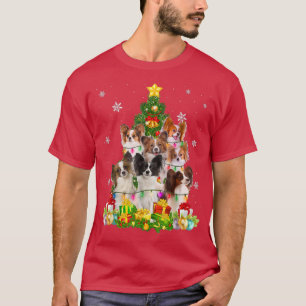 Papillon Christmas Tree Lights Funny Dog Xmas T-Shirt