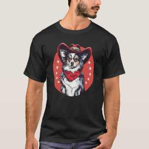 Papillon Cowboy Funny Dog Wild West T-Shirt