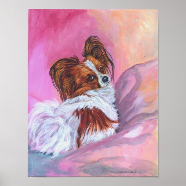 Papillon Dog art Wall Print (Front)