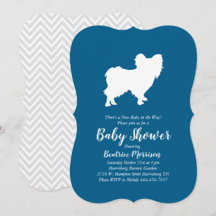 Papillon Dog Baby Shower Blue Boy Invitation