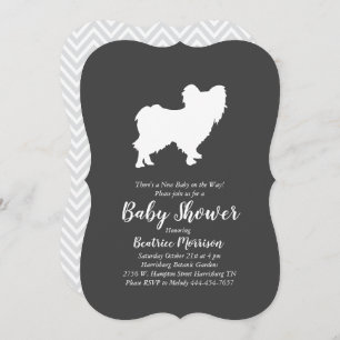 Papillon Dog Baby Shower Gender Neutral Invitation
