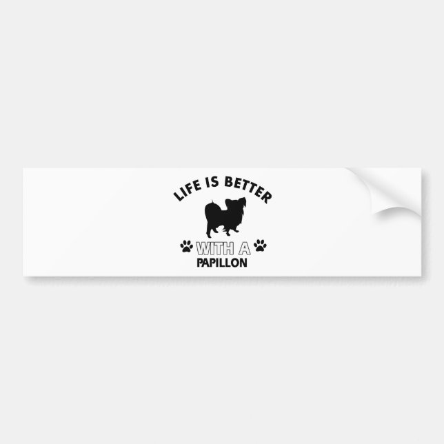 Papillon dog breed designs bumper sticker (Front)