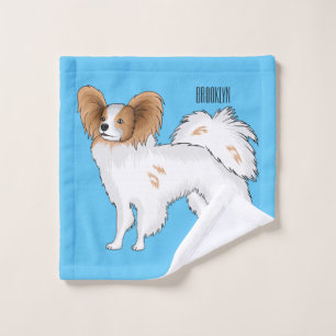 Papillon dog cartoon illustration bath towel set