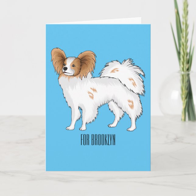 Papillon dog cartoon illustration card (Front)