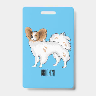 Papillon dog cartoon illustration ID badge