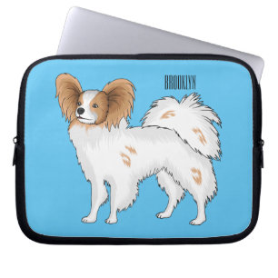 Papillon dog cartoon illustration laptop sleeve