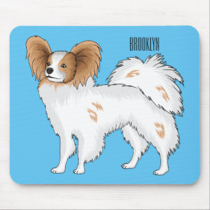 Papillon dog cartoon illustration mouse pad