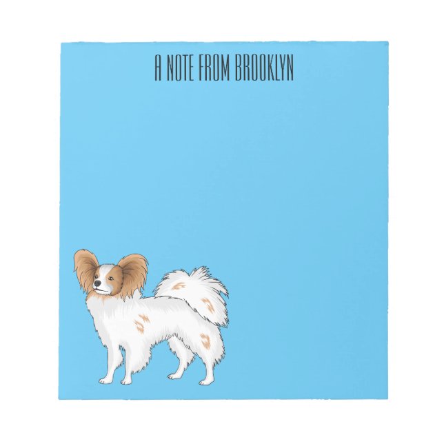Papillon dog cartoon illustration notepad (Front)