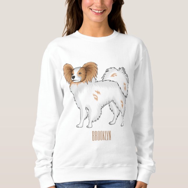 Papillon dog cartoon illustration sweatshirt (Front)