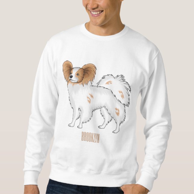 Papillon dog cartoon illustration sweatshirt (Front)