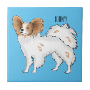 Papillon dog cartoon illustration tile