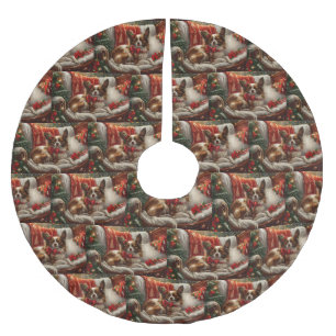 Papillon Dog Christmas Festive Brushed Polyester Tree Skirt