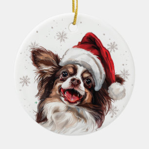 Papillon Dog Christmas Personalized Ceramic Tree Decoration