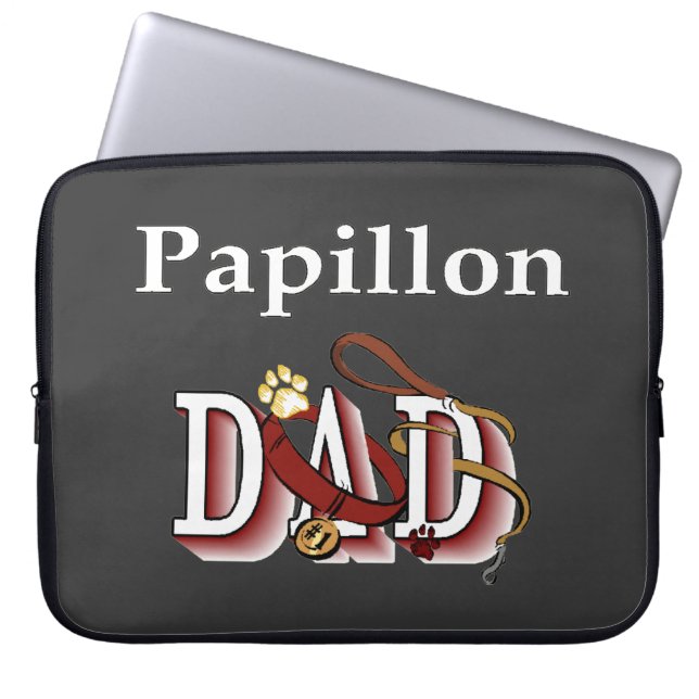 Papillon Dog Dad Laptop Sleeve (Front)
