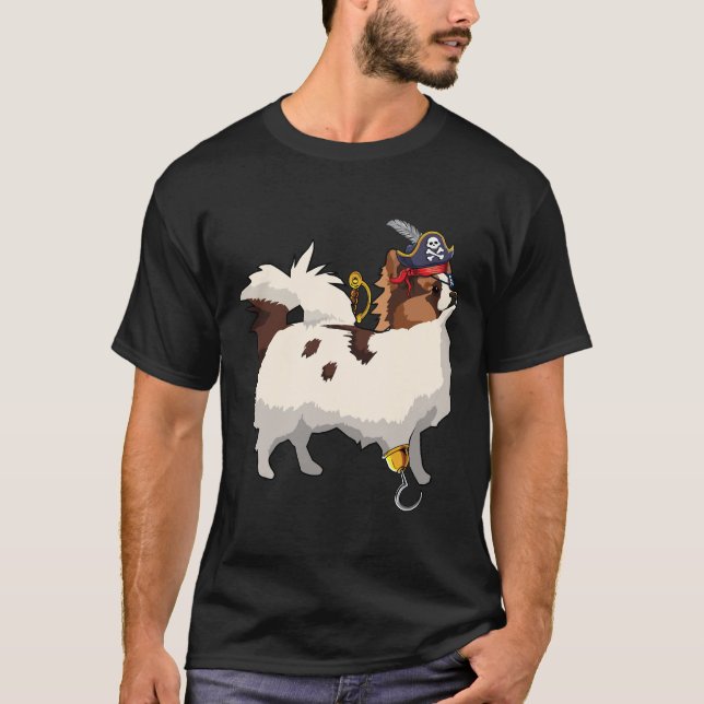 Papillon Dog Halloween Pirate Pet Owner Papillon   T-Shirt (Front)