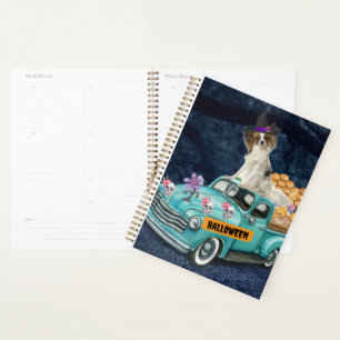 Papillon Dog Halloween Truck Scary Night Planner