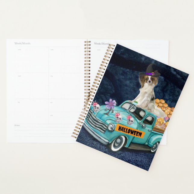 Papillon Dog Halloween Truck Scary Night Planner (Display)