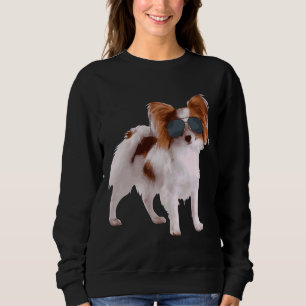 Papillon Dog In Aviator Best For Dog Fitted Sweatshirt
