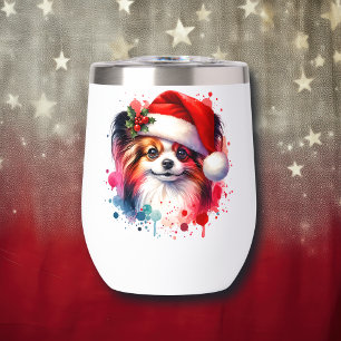 Papillon Dog in Santa Hat Christmas Personalised