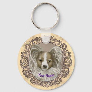 Papillon Dog Key Ring