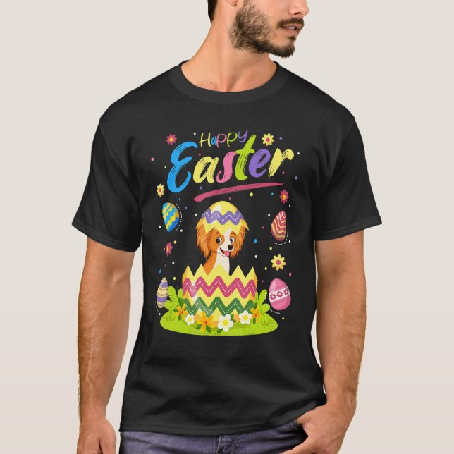 Papillon Dog Lover Funny Easter Egg Papillon Happy T-Shirt (Front)