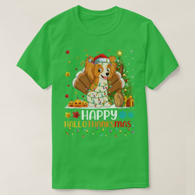 Papillon Dog Lover Funny Happy Papillon HelloThank T-Shirt (Design Front)