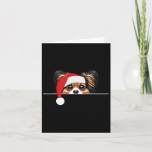 Papillon Dog Lover Funny Santa Hat Christmas  Card