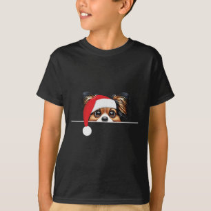 Papillon Dog Lover Funny Santa Hat Christmas T-Shirt