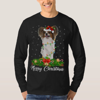 Papillon Dog Lover Matching Santa Hat Papillon Chr T-Shirt