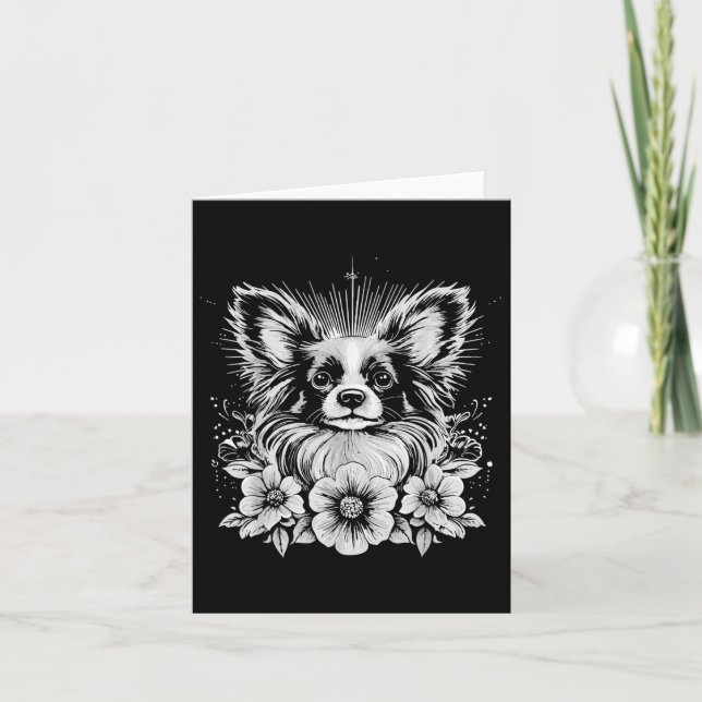 Papillon Dog Lover Retro Style Tattoo _1  Card (Front)