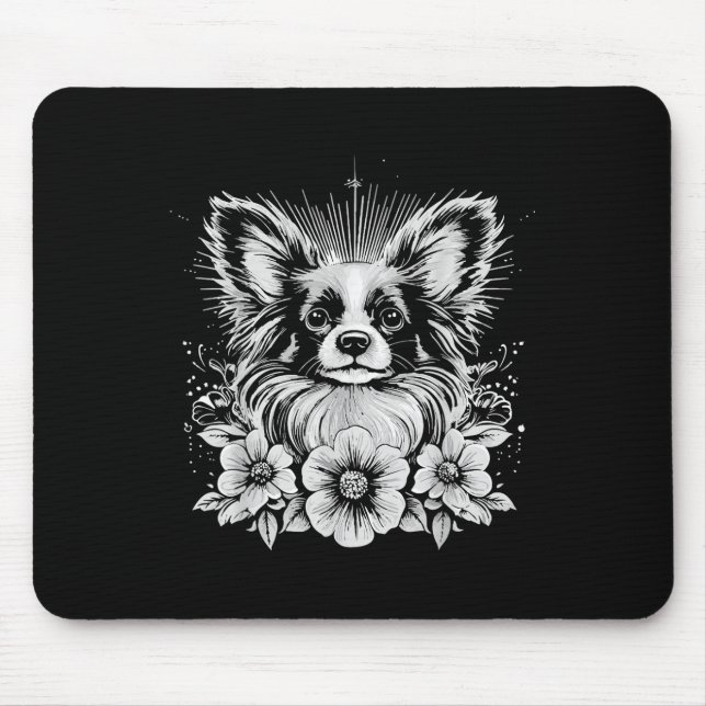 Papillon Dog Lover Retro Style Tattoo _1  Mouse Pad (Front)