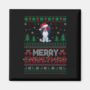 Papillon Dog Lovers Santa Hat Christmas Tree Light Magnet