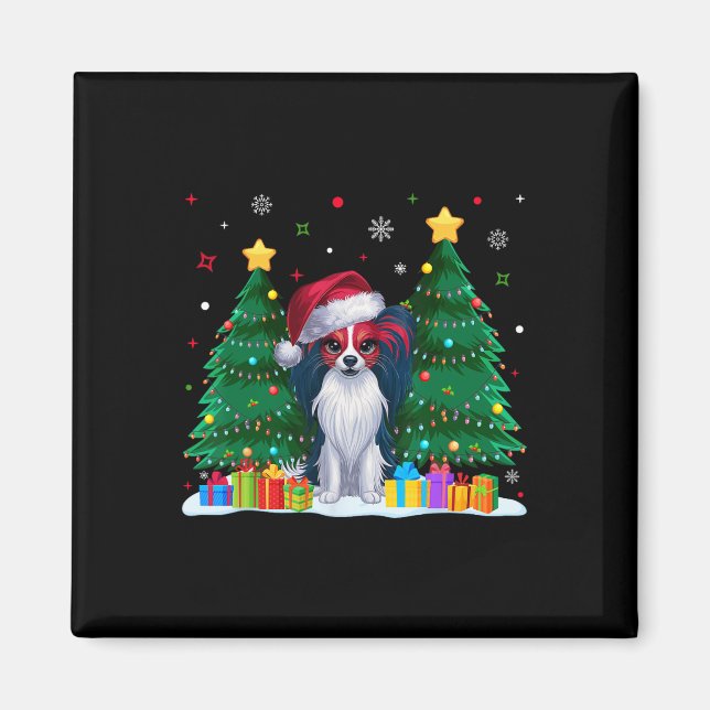 Papillon Dog Lovers Santa Hat Ugly Christmas Sweat Magnet (Front)