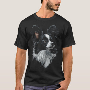 Papillon Dog Motif Pet Art Papillon Men Women Kids T-Shirt
