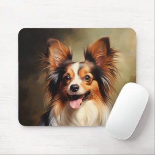 Papillon dog mouse pad