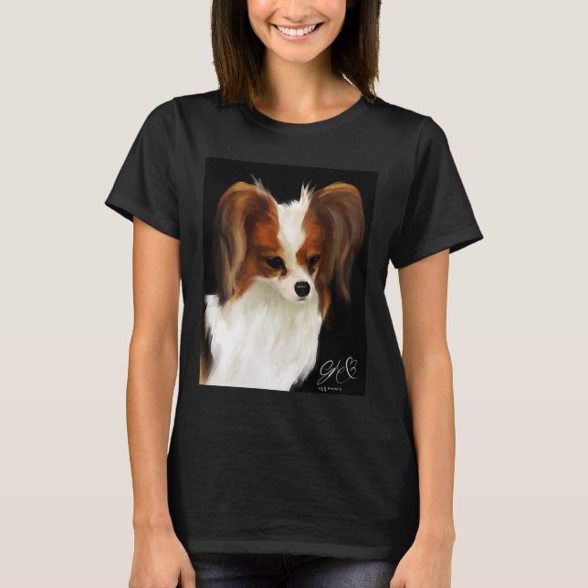 Papillon Dog Painting Long T-Shirt (Front)