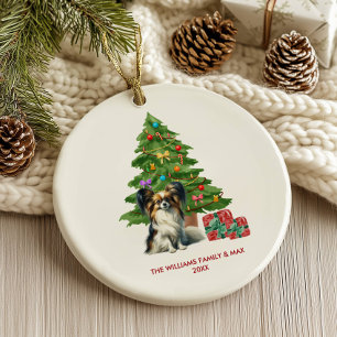 Papillon Dog Personalised Christmas Ceramic Tree Decoration