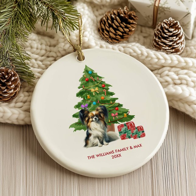 Papillon Dog Personalised Christmas Ceramic Tree Decoration (Creator Uploaded)