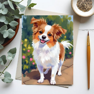 Papillon Dog   Pet Watercolor Painting Postcard