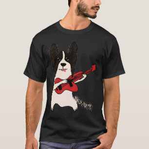 Papillon Dog Plays Guitar  Music Dog Cute Dog Pupp T-Shirt