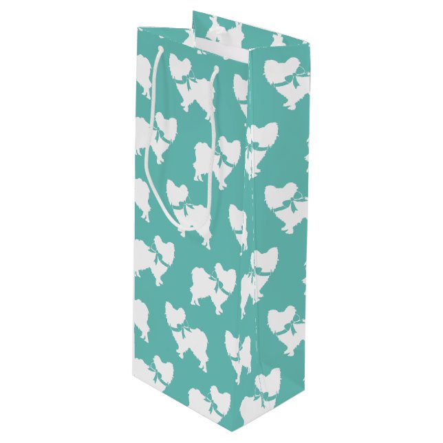 Papillon Dog Puppy Wine Gift Bag (Front Angled)