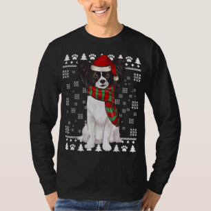 Papillon Dog Santa Hat Xmas Ugly Christmas T-Shirt
